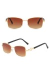 Lunettes de Soleil carrées rétro Vintage Femmes pour Hommes Lunettes de Soleil mâle dégradé Lunettes Femme UV400, Marron doré