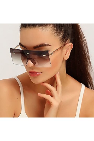 QFSLR Lunettes De Soleil, Grandes Lunettes De Soleil Carrées Rétro pour Hommes Et Femmes, Protection 100% UV, Couvrent Parfai