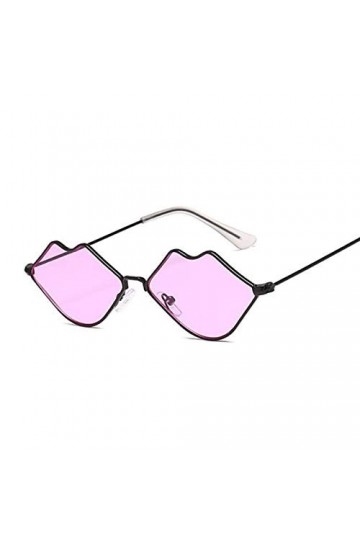 HAOMAO Lunettes de Soleil à Monture en métal de lèvres Sexy Mignonnes pour Les Femmes Mode Vintage Uv400 Nuances Noir Violet