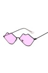 HAOMAO Lunettes de Soleil à Monture en métal de lèvres Sexy Mignonnes pour Les Femmes Mode Vintage Uv400 Nuances Noir Violet