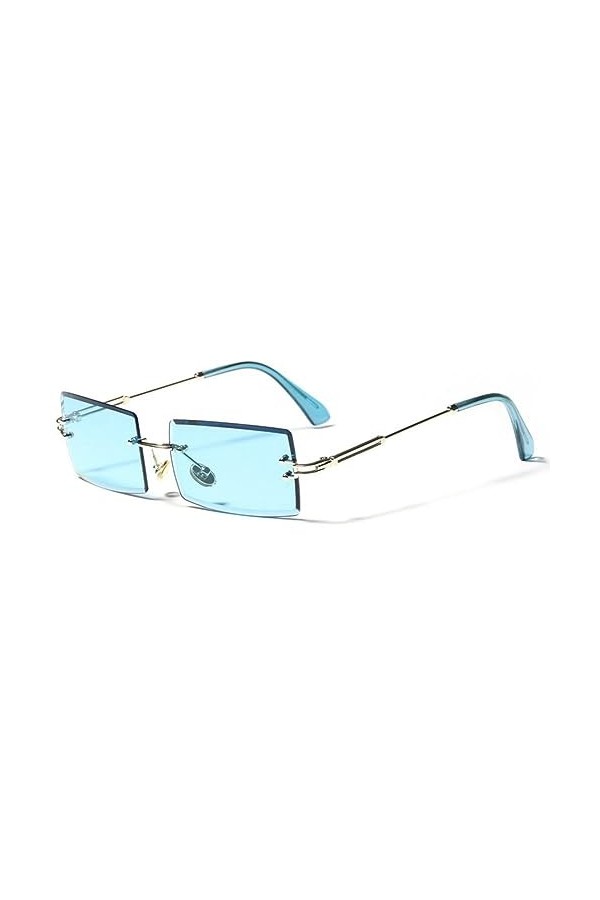 MUTYNE Lunettes de soleil rectangulaires sans monture hommes femmes mode lunettes de soleil carrées femmes sans cadre punk lu