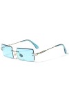 MUTYNE Lunettes de soleil rectangulaires sans monture hommes femmes mode lunettes de soleil carrées femmes sans cadre punk lu