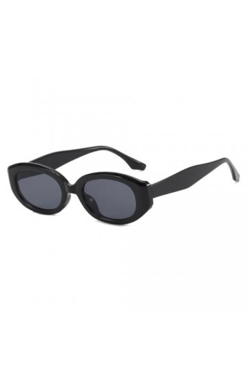 HPIRME Lunettes de soleil de luxe rétro ovales pour femmes, nuances noires UV400 pour hommes, petits yeux de chat, lunettes d