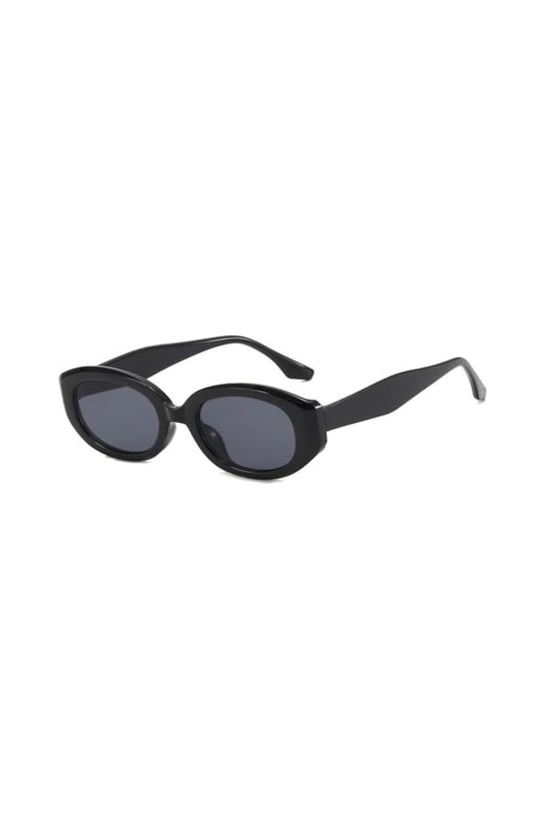 HPIRME Lunettes de soleil de luxe rétro ovales pour femmes, nuances noires UV400 pour hommes, petits yeux de chat, lunettes d