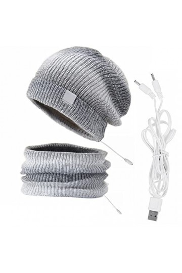 Ensemble Bonnet Chauffant USB de Homme et Femme, MoreChioce 2 en 1 5V Ensemble Chapeau Dhiver Écharpe USB Rechargeable Élect