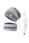 Ensemble Bonnet Chauffant USB de Homme et Femme, MoreChioce 2 en 1 5V Ensemble Chapeau Dhiver Écharpe USB Rechargeable Élect