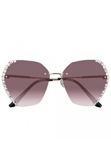 SOIMISS Lunettes de soleil surdimensionnées sans monture strass lunettes de soleil mode lunettes de soleil pour femmes bling 