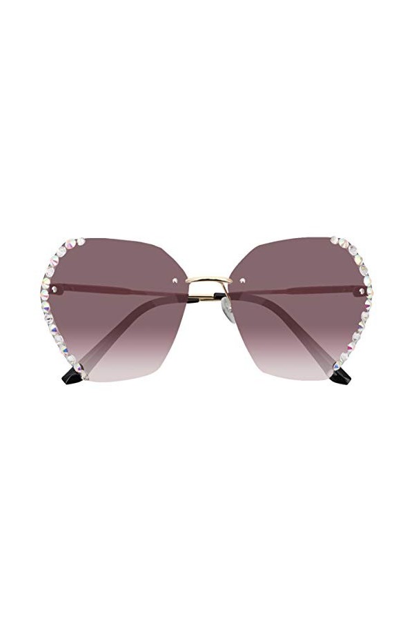 SOIMISS Lunettes de soleil surdimensionnées sans monture strass lunettes de soleil mode lunettes de soleil pour femmes bling