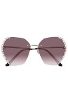 SOIMISS Lunettes de soleil surdimensionnées sans monture strass lunettes de soleil mode lunettes de soleil pour femmes bling 