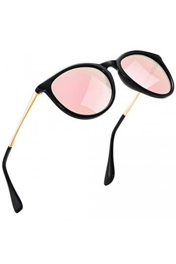 kunchu Lunettes de Soleil Femme Polarisées Rond Retro Grand Cadre Sports Protection UV400,pour Homme et Femmes,Lunette Soleil