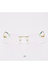 RIQWOUQT Lunettes De Soleil Femme,Ovale Rétro Lunettes De Soleil Femmes Doré Transparent Lunettes pour Femmes Hommes Petites 
