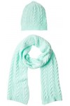 Amazon Essentials Ensemble Écharpe et Bonnet en Maille Torsadée Femme, Vert Menthe, Taille unique