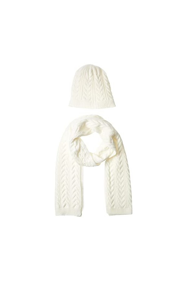 Amazon Essentials Ensemble Écharpe et Bonnet en Maille Torsadée Femme, Vert Menthe, Taille unique