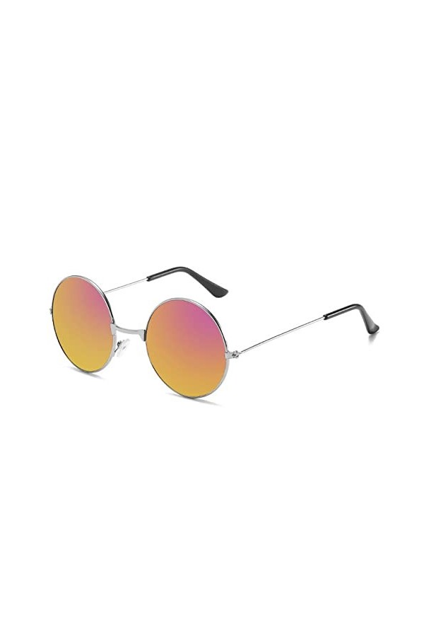HPIRME Lunettes de soleil rondes vintage femmes hommes monture en métal lunettes de soleil nuances rétro protection UV lunett
