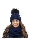 VIVISENCE Filloo Bonnet Et Écharpe Ensemble dhiver 7014Kmpl, Bleu Marine,UNI