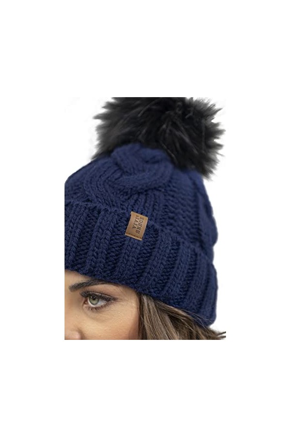 VIVISENCE Filloo Bonnet Et Écharpe Ensemble dhiver 7014Kmpl, Bleu Marine,UNI