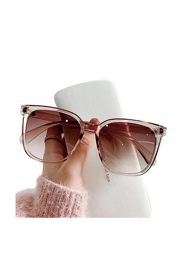 NOGRAX Lunettes De Soleil Lunettes De Soleil Surdimensionnées Femme Square Sun Glasses Femme Big Frame-Brown,Other