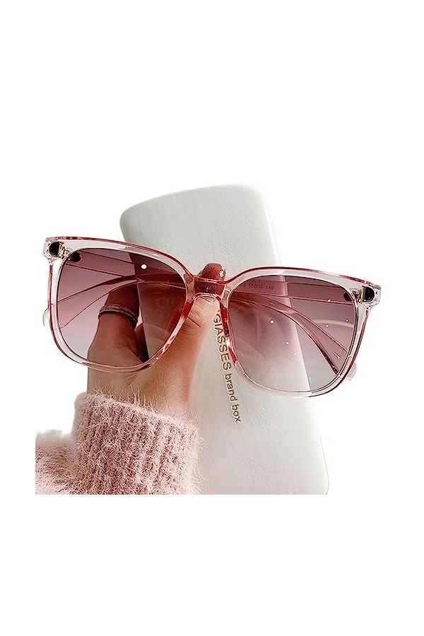 NOGRAX Lunettes De Soleil Lunettes De Soleil Surdimensionnées Femme Square Sun Glassements Femme Big Frame Gradient Shades-Pi