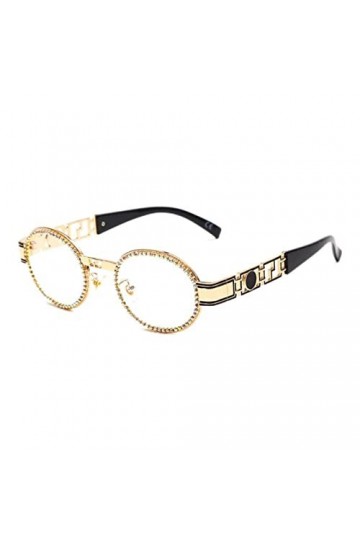 PAXAS Lunettes de soleil tendance ovales en diamant pour femmes et hommes - Lunettes de soleil de luxe avec strass - Verres d