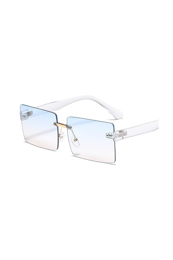 Vintage Mode Femmes Lunettes de Soleil Miroir Hommes Carré Lunettes Femmes Uv400, bleu, Taille unique