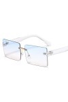 Vintage Mode Femmes Lunettes de Soleil Miroir Hommes Carré Lunettes Femmes Uv400, bleu, Taille unique