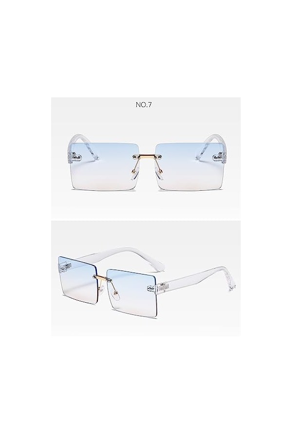 Vintage Mode Femmes Lunettes de Soleil Miroir Hommes Carré Lunettes Femmes Uv400, bleu, Taille unique