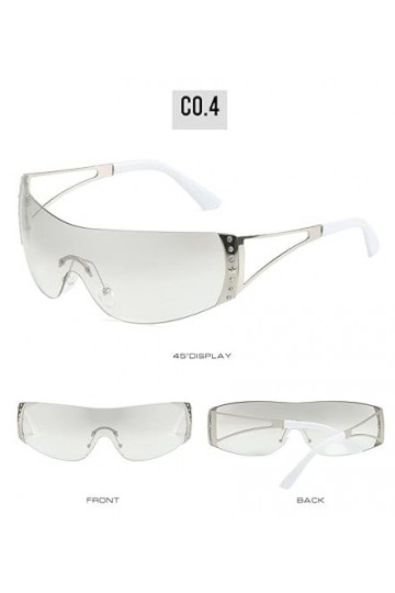 ADEWU Y2K Lunettes de soleil de sport unisexes rapides pour homme et femme Protection UV400, Blanc et argenté