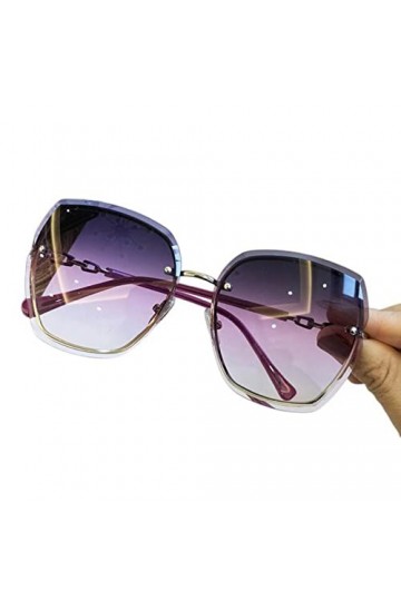 DUSTX Lunettes de soleil polarisées tendance sans monture carrées pour femme - Lunettes de soleil vintage - Violet, comme ind