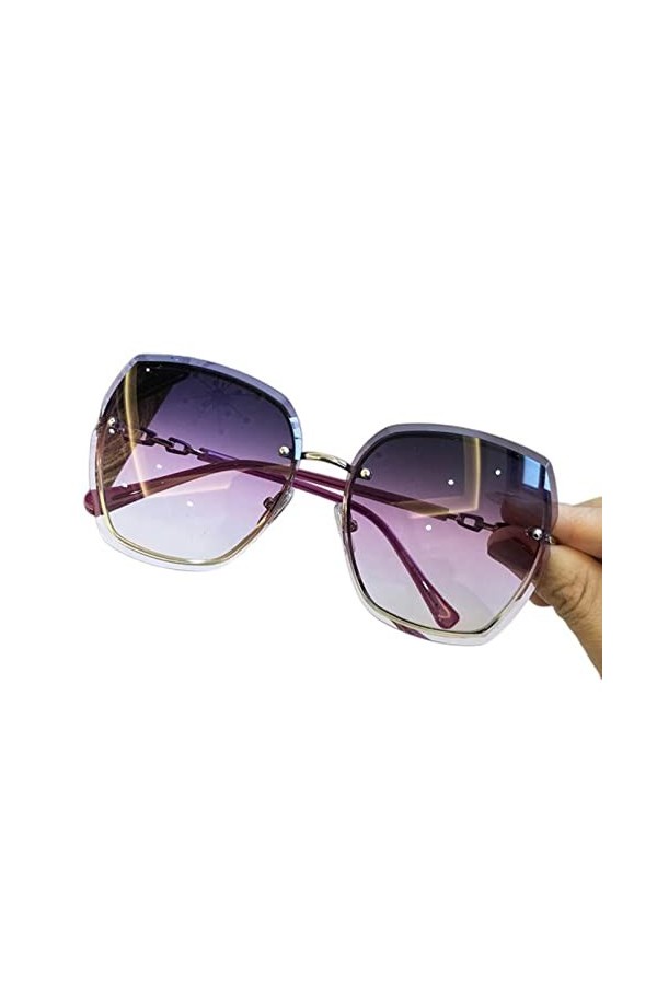 DUSTX Lunettes de soleil polarisées tendance sans monture carrées pour femme - Lunettes de soleil vintage - Violet, comme ind