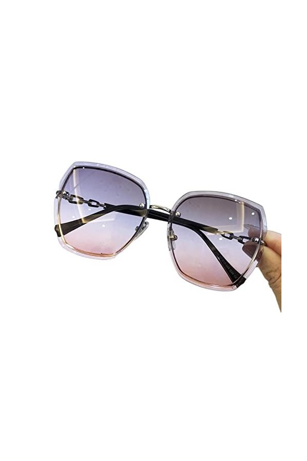 DUSTX Lunettes de soleil polarisées tendance sans monture carrées pour femme - Lunettes de soleil vintage - Violet, comme ind