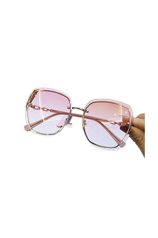 DUSTX Lunettes de soleil polarisées tendance sans monture carrées pour femme - Lunettes de soleil vintage - Violet, comme ind