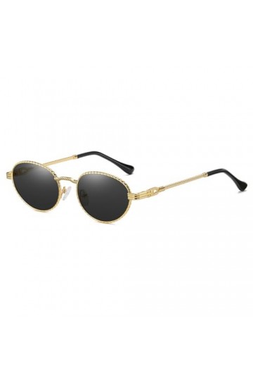 Lunettes de Soleil Ovales en métal doré Femmes rétro Lunettes de Soleil Rondes Violet Rose pour Hommes lentille dégradée UV40