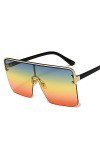QFSLR Lunettes De Soleil Homme Monobloc Demi-Monture 100% Protection UV Lunettes De Soleil Femme Grande Monture,C