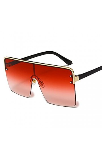 QFSLR Lunettes De Soleil Homme Monobloc Demi-Monture 100% Protection UV Lunettes De Soleil Femme Grande Monture,A