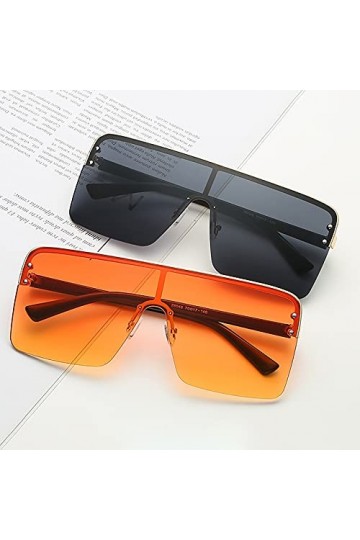 QFSLR Lunettes De Soleil Homme Monobloc Demi-Monture 100% Protection UV Lunettes De Soleil Femme Grande Monture,A