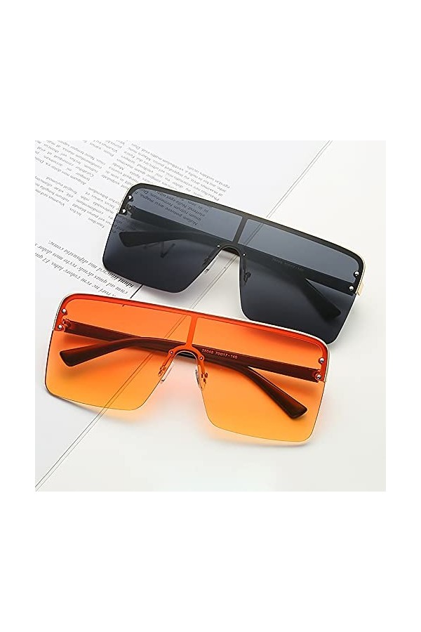 QFSLR Lunettes De Soleil Homme Monobloc Demi-Monture 100% Protection UV Lunettes De Soleil Femme Grande Monture,A