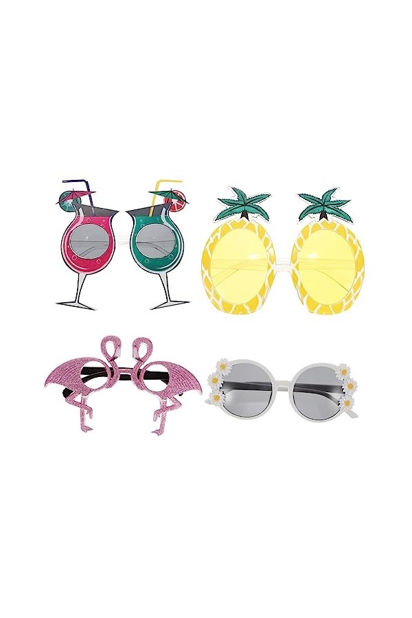 Didiseaon 4 Pièces Lunettes De Fête Mode Lunettes De Soleil Tendance Pour Femmes Déguisements Filles Lunettes Hommes Accessoi