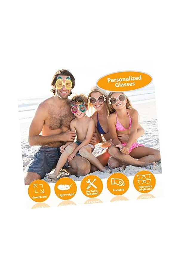 Didiseaon 4 Pièces Lunettes De Fête Mode Lunettes De Soleil Tendance Pour Femmes Déguisements Filles Lunettes Hommes Accessoi