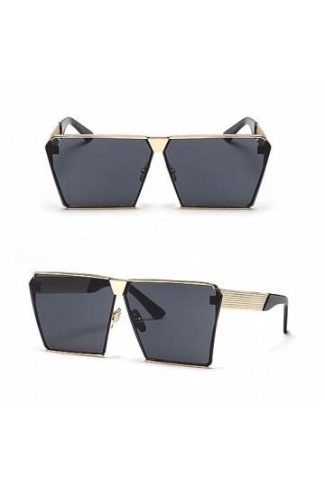 Lunettes de soleil surdimensionnées Lentille transparente Métal Big Frame Lunettes de soleil Hommes Femmes Clear Square Eyewe