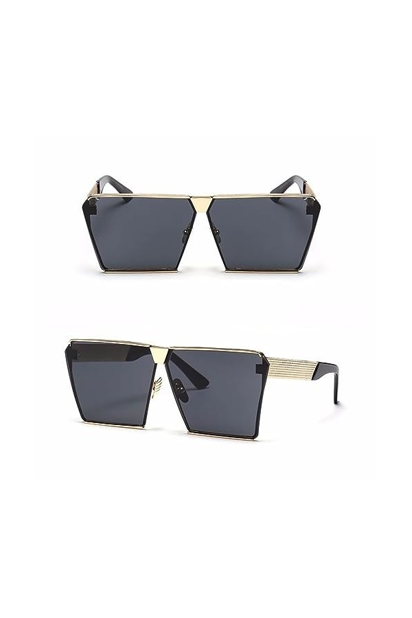 Lunettes de soleil surdimensionnées Lentille transparente Métal Big Frame Lunettes de soleil Hommes Femmes Clear Square Eyewe