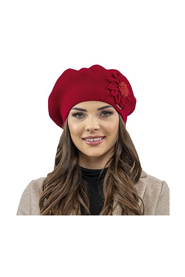 VIVISENCE Béret Classique Et À La Mode 7048, Rouge,UNI