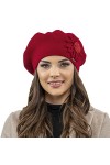 VIVISENCE Béret Classique Et À La Mode 7048, Rouge,UNI