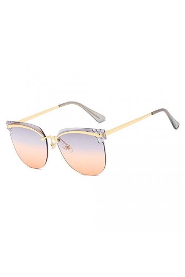 YUANCHENG Lunettes de soleil sans monture Femmes Lunettes de soleil Gradient Shades Cutting Lens Dames Sans monture Métal Lun