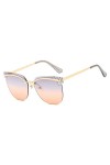 YUANCHENG Lunettes de soleil sans monture Femmes Lunettes de soleil Gradient Shades Cutting Lens Dames Sans monture Métal Lun