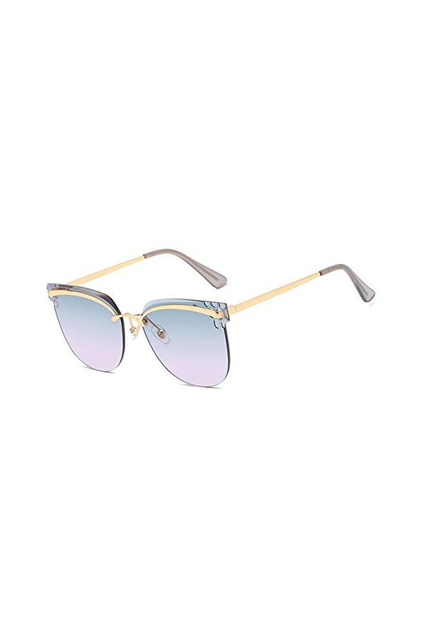 YUANCHENG Lunettes de soleil sans monture Femmes Lunettes de soleil Gradient Shades Cutting Lens Dames Sans monture Métal Lun