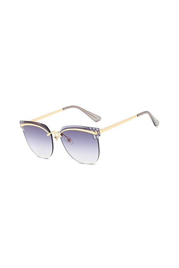 YUANCHENG Lunettes de soleil sans monture Femmes Lunettes de soleil Gradient Shades Cutting Lens Dames Sans monture Métal Lun