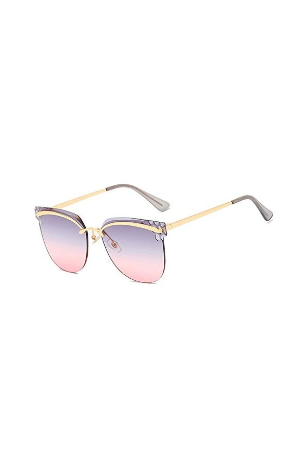 YUANCHENG Lunettes de soleil sans monture Femmes Lunettes de soleil Gradient Shades Cutting Lens Dames Sans monture Métal Lun
