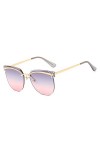 YUANCHENG Lunettes de soleil sans monture Femmes Lunettes de soleil Gradient Shades Cutting Lens Dames Sans monture Métal Lun