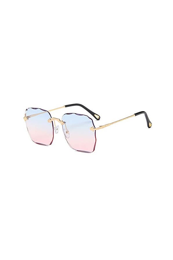 QFSLR Lunettes De Soleil pour Femmes De Couleur Dégradée Au Design sans Cadre Protection UV400 Adaptée Aux Sorties Shopping À