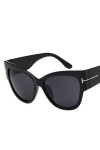 PAXAS Lunettes de soleil surdimensionnées 2023 pour femme - Design de luxe T tendance - Œil de chat noir - Lunettes de soleil